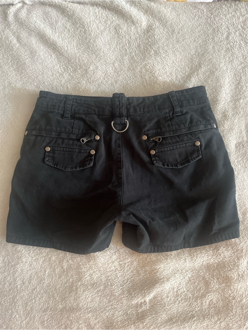 Vintage Y2K Black Cargo Shorts Moda International with D-Ring HTF